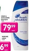 Head & Shoulders Shampoo-750ml Each 