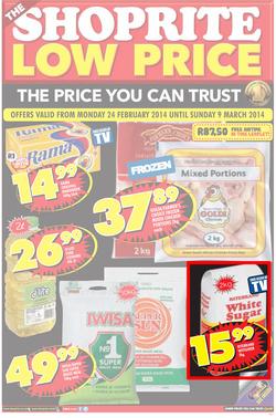 Shoprite Gauteng : Low Prices Always (24 Feb - 9 Mar 2014), page 1