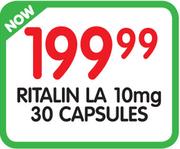 Ritalin LA 10mg Capsules - 30's