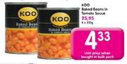 Koo Baked Beans in Tomato Sauce-6 x 225g