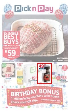 Pick N Pay Western Cape : Birthday (4 Mar - 23 Mar 2014), page 1