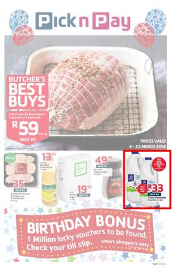 Pick N Pay Western Cape : Birthday (4 Mar - 23 Mar 2014), page 1