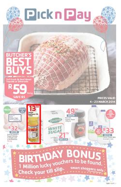Pick N Pay Eastern Cape : Birthday (4 Mar - 23 Mar 2014), page 1