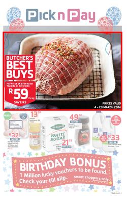 Pick N Pay Eastern Cape : Birthday (4 Mar - 23 Mar 2014), page 1