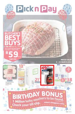 Pick N Pay Inland : Birthday (4 Mar - 23 Mar 2014), page 1