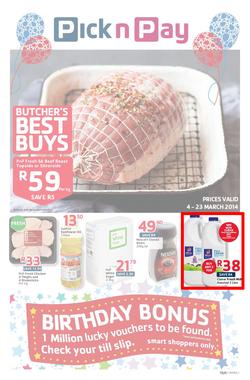Pick N Pay Inland : Birthday (4 Mar - 23 Mar 2014), page 1