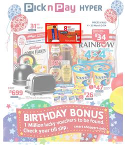 Pick N Pay Hyper Gauteng : Birthday (4 Mar - 23 Mar 2014), page 1
