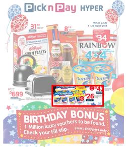 Pick N Pay Hyper Gauteng : Birthday (4 Mar - 23 Mar 2014), page 1