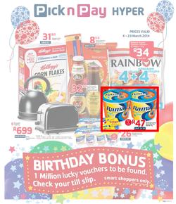 Pick N Pay Hyper Gauteng : Birthday (4 Mar - 23 Mar 2014), page 1