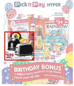 Pick N Pay Hyper Gauteng : Birthday (4 Mar - 23 Mar 2014), page 1