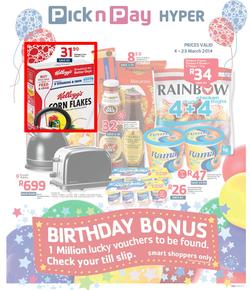 Pick N Pay Hyper Gauteng : Birthday (4 Mar - 23 Mar 2014), page 1