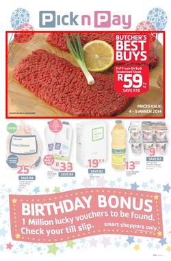Pick N Pay Western Cape : Birthday (4 Mar - 9 Mar 2014), page 1