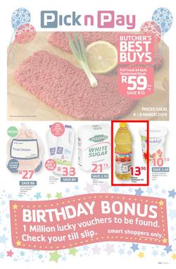 Pick N Pay Eastern Cape : Birthday (4 Mar - 9 Mar 2014), page 1