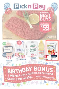 Pick N Pay Eastern Cape : Birthday (4 Mar - 9 Mar 2014), page 1