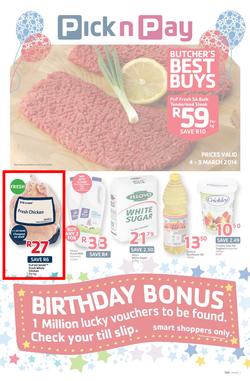 Pick N Pay Eastern Cape : Birthday (4 Mar - 9 Mar 2014), page 1