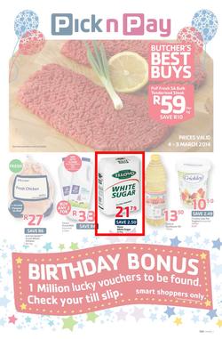 Pick N Pay Eastern Cape : Birthday (4 Mar - 9 Mar 2014), page 1