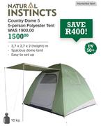 Natural Instincts 10kg Country Dome 5 5-Person Polyester Tent