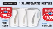 Dixon 1.7Ltr Automatic Kettle With Cord SLD206A Each