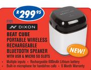 Dixon Beat Cube Portable Wireless Rechargeable Bluetooth Speaker With USB & Micro SD Slots FY21
