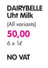 DairyBelle UHT Milk(All Variants)-6 x 1Ltr