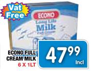 Econo Full Cream Milk-6 x 1L