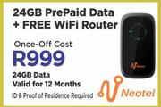 Neotel 24GB PrePaid Data+Free Wifi Router