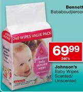 Johnson's Baby Wipes Scented/Unscented-240's