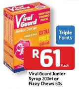 Viral Guard Junior Syrup-200ml Or Fizzy Chews-60's Each