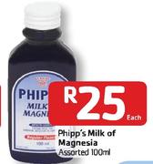 Phipp's Milk Of Magnesia Assorted-100ml Each