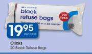 Clicks 20 Black Refuse Bags-Per Pack
