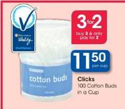 Clicks 100 Cotton Buds In A Cup-Per Cup