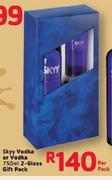Skyy Vodka Or Vodka-750ml 2-Glass Gift Pack-Per Pack