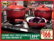 Gourmet Gold 5-Piece Designer Cast Iron Cookware Set