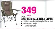 Camp Master High Back Rest Chair-Each