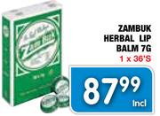 Zambuk Herbal Lip Balm 7G-1X36's