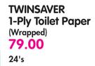 Twinsaver 1-Ply Toilet Paper(Wrapped)-24's