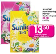Sunlight Hand Washing Powder Regular Or Tropical)-6 x 500g
