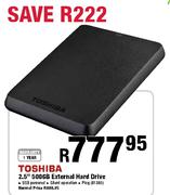 Toshiba 2.5" External Hard Drive-500GB