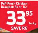 Pnp Fresh Chicken Braaipak-8s Or 16s Per Kg