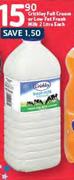 Crickley Full Cream or Low Fat Fresh Milk-2Ltr Each