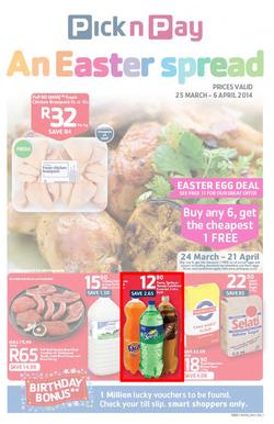 Pick N Pay EC : Easter Spread (25 Mar - 6 Apr 2014), page 1