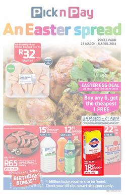 Pick N Pay EC : Easter Spread (25 Mar - 6 Apr 2014), page 1