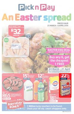 Pick N Pay EC : Easter Spread (25 Mar - 6 Apr 2014), page 1