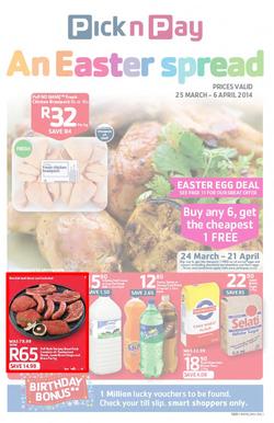 Pick N Pay EC : Easter Spread (25 Mar - 6 Apr 2014), page 1
