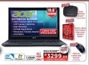 Acer Notebook Bundle + Bag + Quick Heal Antivirus Pro 2012 + Genius Cordless Mouse