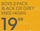 Boys 2 pack Black Or Grey Knee Highs