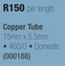 Copper Tube 15mmx5.5mm-Per Length