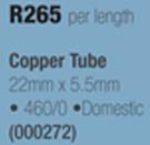 Copper Tube 22mmx5.5mm-Per Length