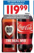 Red Heart Rum Plus 1 Litre Coco-Cola-750ml