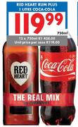Red Heart Rum Plus 1 Litre Coco-Cola-12 x 750ml